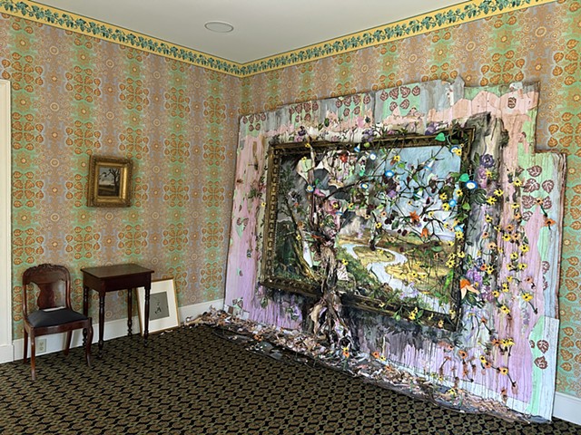 Emily Cole and Her Father, My Mother and Me (Thomas Cole’s View from Mount Holyoke, Northampton, Massachusetts, after a Thunderstorm—The Oxbow, Blackberries, Wild Flowers, Sparrows, Nest, and Wallpaper)