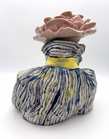 Rose Head with Striped Blouse, Bow and Bee (back)