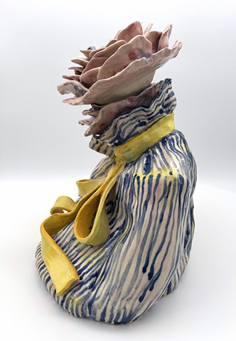 Rose Head with Striped Blouse, Bow and Bee (side)