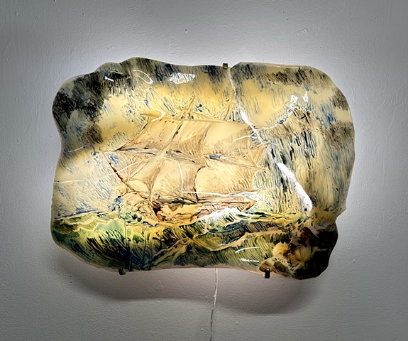Illuminated Warped Landscape: After Henry Fritz Laneâ€™s â€œThe Brig off the Maine Coastâ€� (Light on)