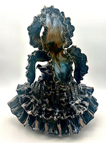 Black Iris with Ruffled Blouse (front)