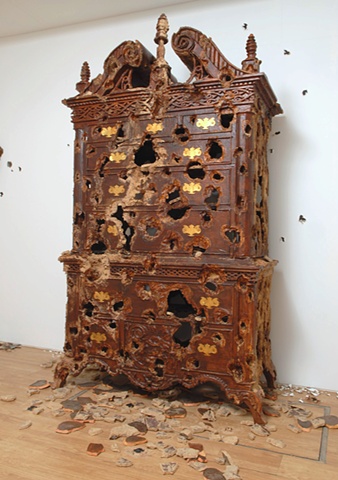 Chest of Drawers (Early American) with Woodpecker