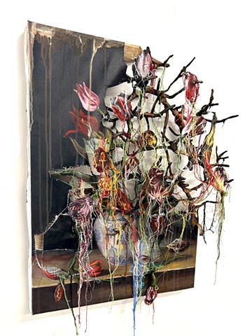 Tulips in Vase with Branches (Unravel)