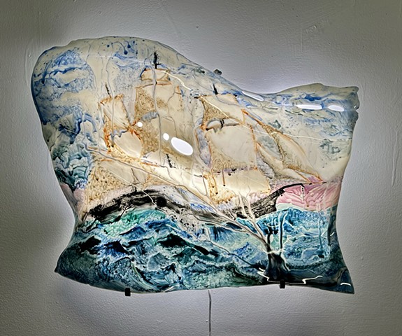 Illuminated Warped Landscape: After William Bradfordâ€™s â€œNorthern Lightâ€� (Light on)