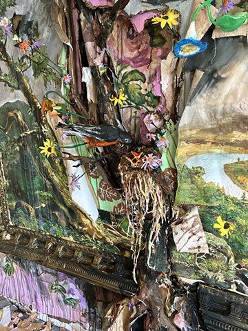 Emily Cole and Her Father, My Mother and Me (Thomas Cole’s View from Mount Holyoke, Northampton, Massachusetts, after a Thunderstorm—The Oxbow, Blackberries, Wild Flowers, Sparrows, Nest, and Wallpaper)