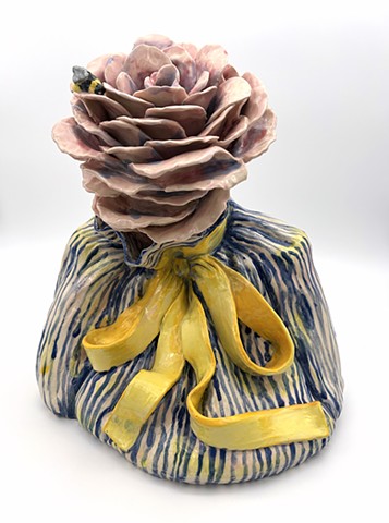 Rose Head with Striped Blouse, Bow and Bee (front)