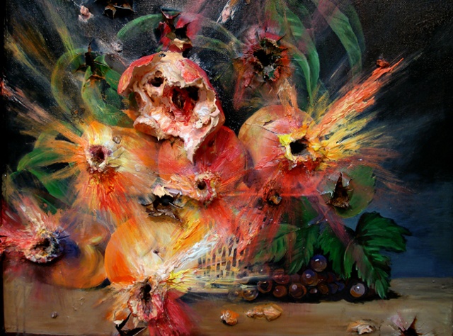 Exploding Peaches (with Frame) (detail)