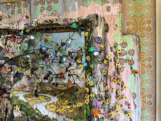 Emily Cole and Her Father, My Mother and Me (Thomas Cole’s View from Mount Holyoke, Northampton, Massachusetts, after a Thunderstorm—The Oxbow, Blackberries, Wild Flowers, Sparrows, Nest, and Wallpaper)