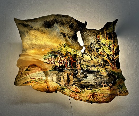Illuminated Warped Landscape: After Albert Bierstadtâ€™s â€œThe Coming Stormâ€� (Light on)