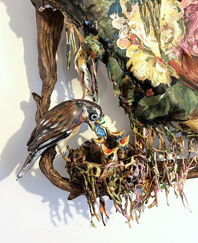 Still Life with Mother Sparrow and Nest (Detail)