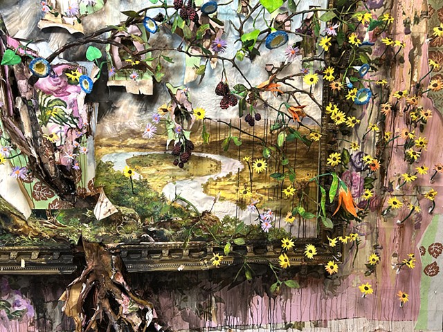 Emily Cole and Her Father, My Mother and Me (Thomas Cole’s View from Mount Holyoke, Northampton, Massachusetts, after a Thunderstorm—The Oxbow, Blackberries, Wild Flowers, Sparrows, Nest, and Wallpaper)