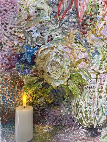 Flower Dot Painting with Candle (detail)