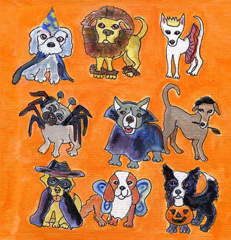 Costumed Halloween dogs