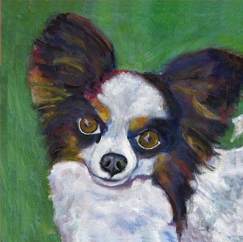 Painting of a Papillon dog 