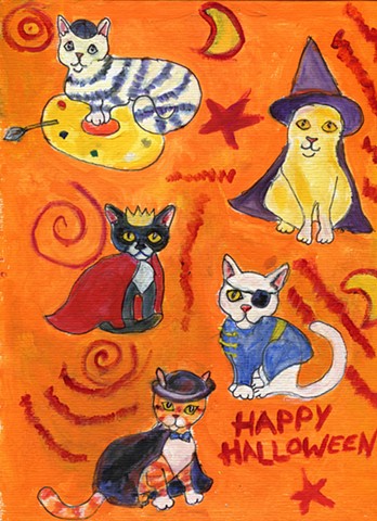 Cats in halloween costumes