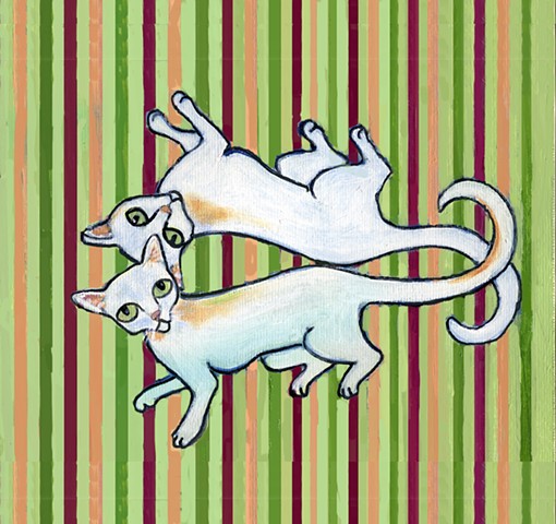 Giclee print of two white cats for sale