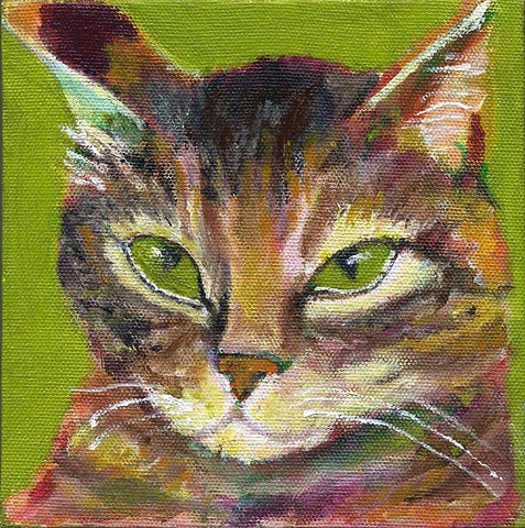 Tabby cat painting