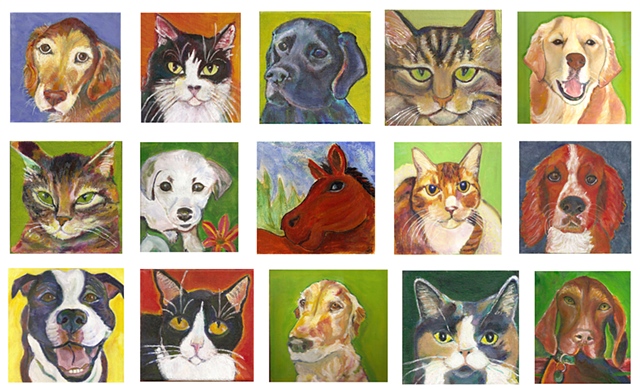 Animal Friends Portraits, animal art by S. Jordan