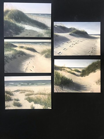 4 different 5x7 dunescape folded notecards