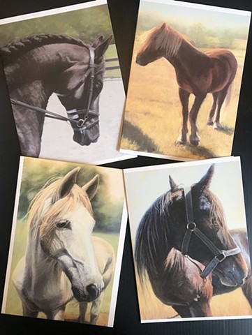 4 different 5x7 horse folded notecards