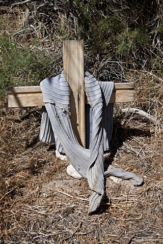 Shrine for a migrant, who died here July 8, 2008, while attempting to cross the Mojave Desert.  