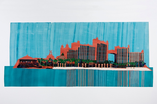 Hotels, collage painting