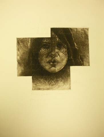 3-plate mezzotint on tea-stained paper.