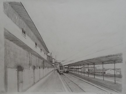 italy, Lucca, train, treni, pencil, paper, piazza