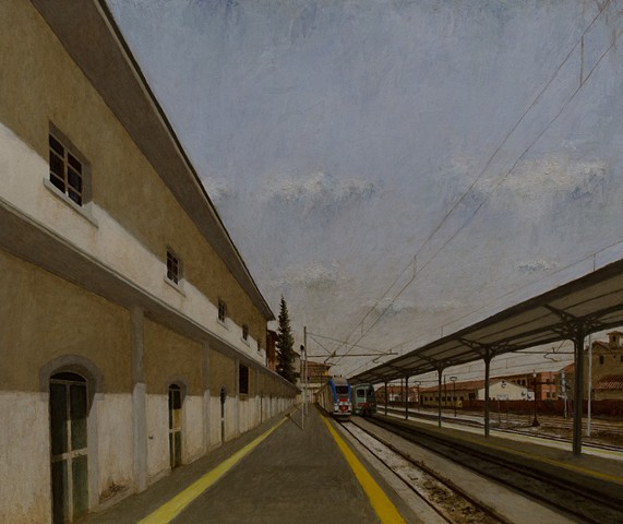 plein aire, italy, buildings, trains
