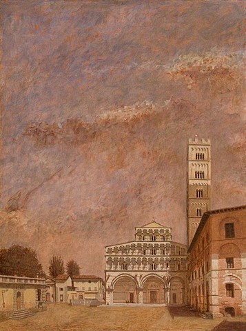 painting by brian h reynolds il Duomo San Martino Lucca Italy plein air landscape