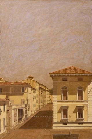 oil painting, italy, lucca, italian architecture