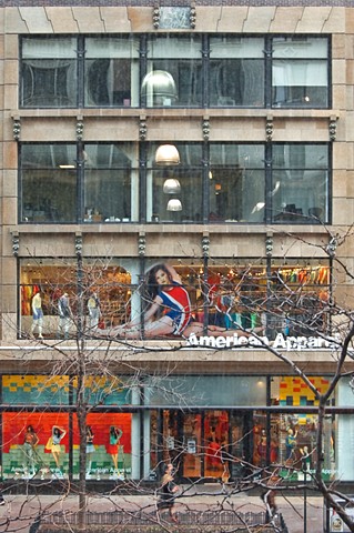 American Apparel store in downtown Chicago as seen from Blick Art Supplies second floor by lucy mueller photography