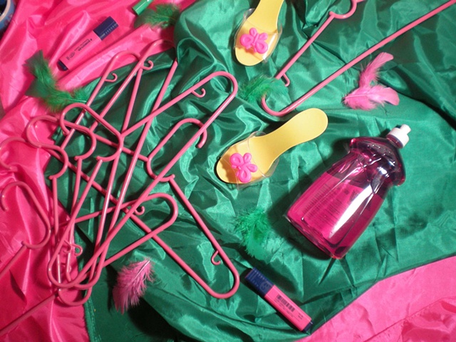 "Still Life with Pink Plastic Hangers (You make everything GROOVY.)