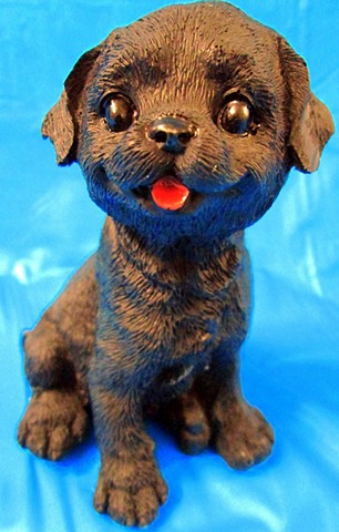Luv Bunnies (Black Dog on Blue)