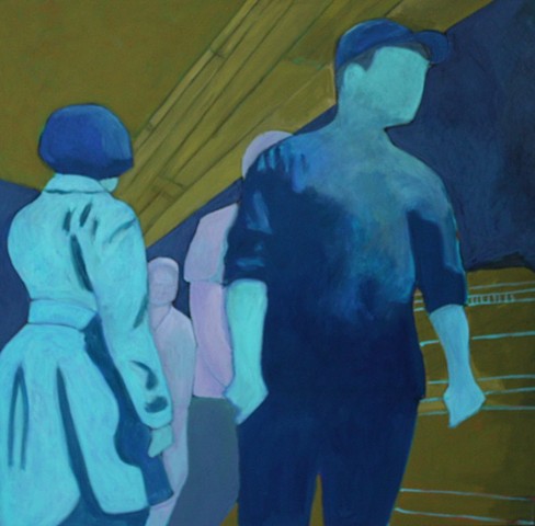 abstracted figurative new york subway acrylic painting
