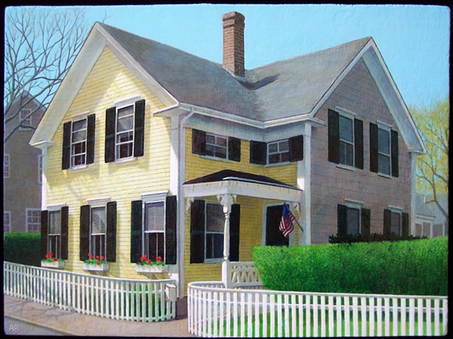 painting of urban suburban landscape Nantucket art by Art Ballelli