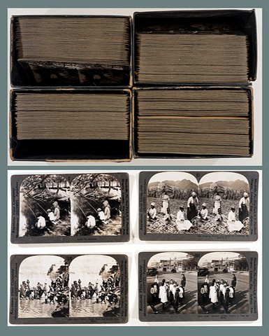 *VARIOUS PHOTOGRAPHERS* 186 Keystone Stereoscopic Views in 4 boxes with typed description sheets