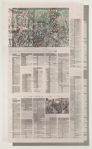 political, obsessive, cut paper newspaper pieces