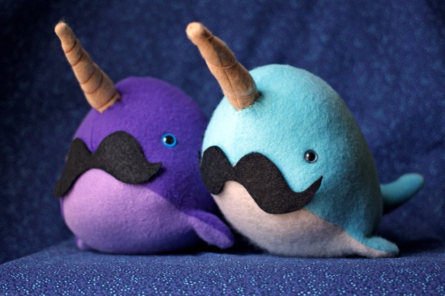 narwhal stuffed animal with mustache