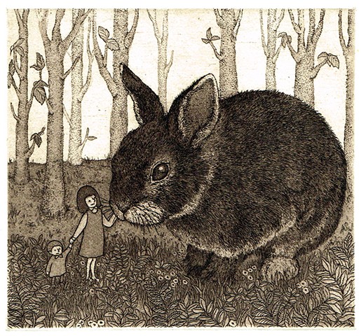 Etching and aquatint, animal, rabbit