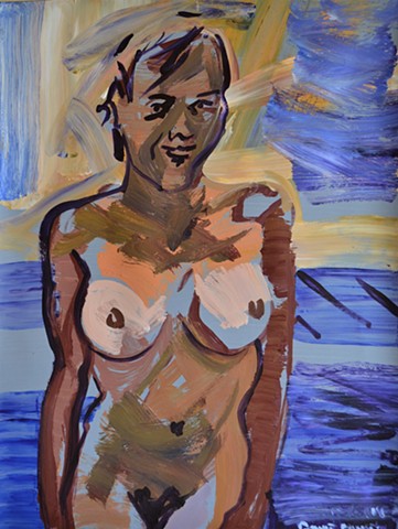 happy nude woman, painting, acrylic, swipe, ireland, irish, david murphy