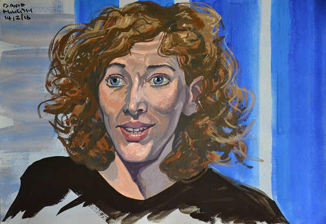 Curly Haired Woman No. 1, portrait, gouache and watercolour, david murphy