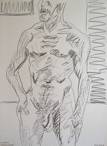 N.C.A.D. Standing Male Nude Torso, david murphy, cypher, the panic artist, david brendan murphy