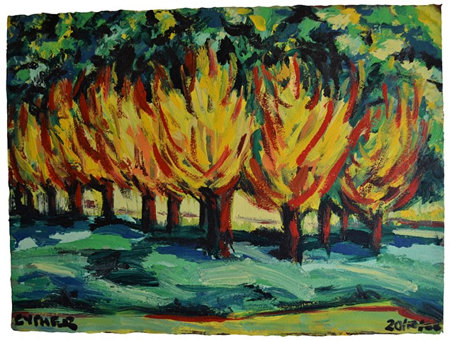 acrylic, acrylic painting, acrylic on paper, trees, 2000s, work on paper, male painter, contemporary painting, expressive, contemporary art, fine art, curator, art collector, visual art, art lover, kunst