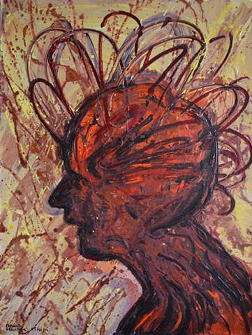 Anxious Head, David Murphy, Irish artist, Irish painter, Irish draughtsman, Ireland,