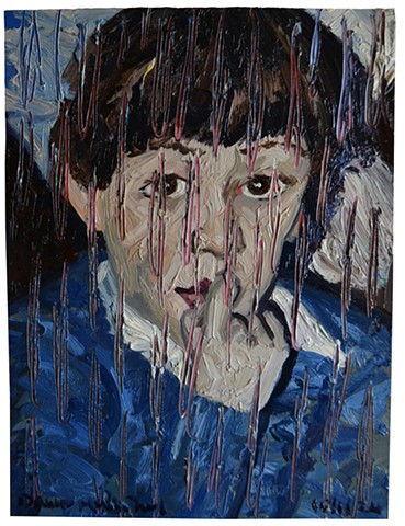 Portrait of The Artist As A Mentally Scared Young Boy No. 1, self-portrait, oil,