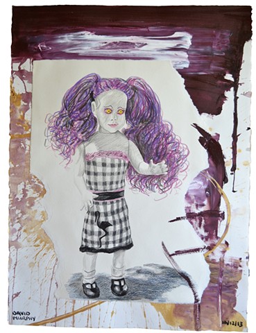 Living Dead Doll, 2013, painting, collage, drawing, david murphy