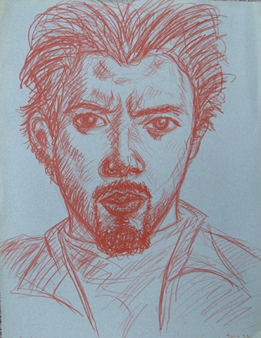 Self-Portrait in Red Pencil, david murphy, ireland, dublin