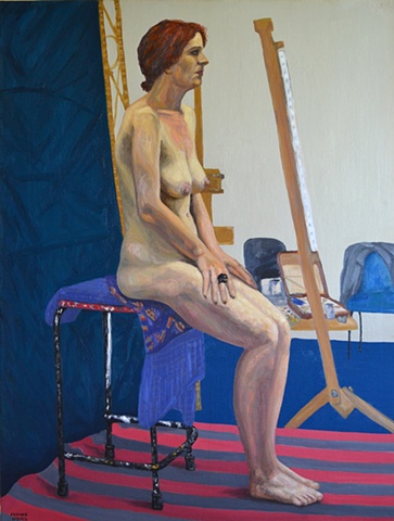 N.C.A.D. Seated Female Nude in Profile, 1992, david brendan murphy, cypher, the panic artist