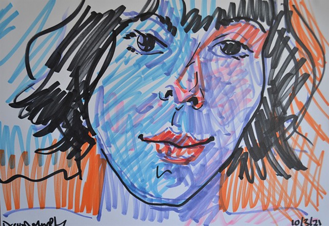 female portrait, markers, artwork, David Murphy, contemporary, Ireland, Irish